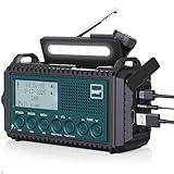 Kurbelradio DAB/DAB+/UKW, Baustellenradio Radio Batteriebetrieben, Tragbare...