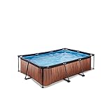 EXIT TOYS Wood Pool - 220x150x65cm - Rechteckiger, Kompakter Rahmenpool mit...