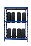 Callidus Baumarkt Reifenregal | ✓ 179 x 130 x 50 cm | blau ✓ 8-12 Reifen I...