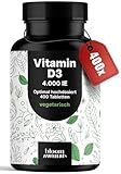 Vitamin D3 4000 IE hochdosiert - 400 Tabletten - Vitamin D Unterstützung für...