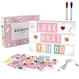 Light Box Rosa A4 mit 400 Buchstaben, Emojis, 2 Stifte, USB - BONNYCO | Ä Ö Ü...
