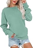 VIGVAN Damen Sweatshirt Pullover Elegant Basic Langarmshirt Rundhals Baumwolle...