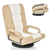 COSTWAY Bodenstuhl 360° drehbar, Bodensessel mit 6-Fach Verstellbarer...