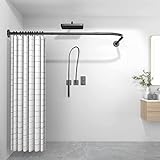 Duschvorhangstange Schwarz L Form 71-102x112-173cm Verstellbare...