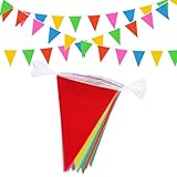 50 m/164 Fuß mehrfarbige Wimpelkette, 100 Stück dreieckige Stoffbanner für...