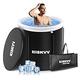 KISKVV Eisbad Tonne für Athleten mit Abdeckung, Ø85 x75cm 378L Eisbad...