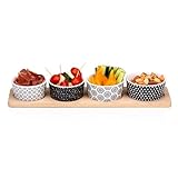 Murago - Tapas Snackplatte 5tlg Set - Bambus Keramik Snack Schalen Teller Platte...