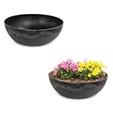 matches21 Pflanzschalen für draußen - 2 große Vintage Dekoschalen schwarz...