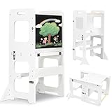 Labebe Lernturm für Kinder, Montessori Faltbarer Lernturm mit Tafel,...