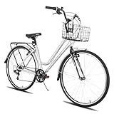 Hiland 700C Cityräder, 28 Zoll Urban City Pendler Fahrrad, 7 Gang Grau Damen...