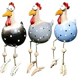 Yaoliucp 3pcs Hühnerzaun Dekoration lustige Hühnchen -Figur Langbein Harz Huhn...