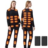 Ventouse Beheizte Unterwäsche Set mit 2-Powerbanks: 3 Heizstufen 42 Heizzonen...