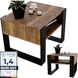 CraftPAK Wohnzimmer Tisch für Couch aus hochwertigem Holz, Stabiler & moderner...