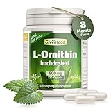 L-Ornithin, hochdosiert, 500mg - 120 Kapseln, vegan. Reines L-Ornithin –...