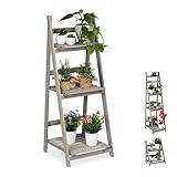 Relaxdays Blumentreppe, 3-stufig, Blumenleiter Holz, klappbar, Leiterregal für...