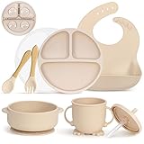 MOJINL Silikon Baby Geschirrset, Rutschfest Kindergeschirr Set mit Saugnapf, 7...