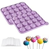 Puedno Cake Pop Silikonform, Lollipop Mould mit 100 Cake Pop Sticks, 20 Runde...