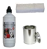 Moritz Starter Set 1 x 1000 ml Bio Ethanol + 1x Blechdose 500 ml mit Deckel + 1x...