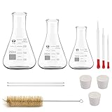 Glas Erlenmeyerkolben Set, JESTOOLO 250ml 200ml 150ml Konisch Fläschchen, 10...