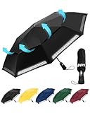 Chakipee Regenschirm Sturmfest Taschenschirm mit Reflexstreifen Schwarz Umbrella...