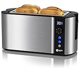 Balter Toaster 4 Scheiben, Langschlitz, Edelstahl, Brötchenaufsatz, LCD Display...