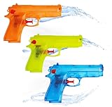 3er Wasserpistolen Set - ca. 12 cm mit großer Reichweite Wasserspritzpistole...
