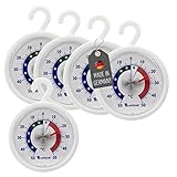 Thermometerwelt 5 Stück Kühlschrank Thermometer Set mit Haken zum aufhängen...