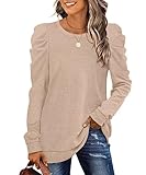XIEERDUO Damen Pullover Oversize Herbst Sweatshirt Puffärmel Elegant...