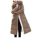 Daunenjacke für Damen Plain Lang Pufferjacke Frauen Winter Jacke mit Kapuze...