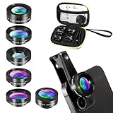 6 in 1 Universal Handy Objektiv Kit, 205° Fisheye Lens, 140° 0.4X Weitwinkel,...