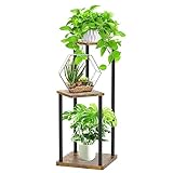 LyTaispuly 3 Etagen Metall-Pflanzenständer Indoor, Holz Tiered Corner Plant...