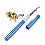 Faltbare Mini Angelrute,KOCAN Angel Reel Combo Kit Set Mini Teleskop bewegliche...