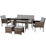 SVITA Denver Polyrattan Gartenmöbel Set 7 Personen Essgruppe Lounge Esstisch...