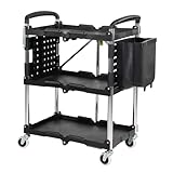 TRUTZHOLM Montagewagen klappbar auf Rollen mit Seitenfach abnehmbar 3 Ebenen...