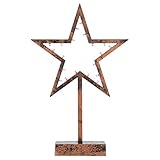 20 LED warm weiß Dekoleuchte Stern Rahmen bronzefarben Batterie Timer Höhe...