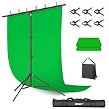 EMART Greenscreen mit Ständer, 2 x 2 m Hintergrund Ständer mit 1,5 x 2 m Green...