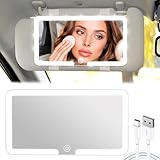 Lypumso Auto Kosmetikspiegel, Auto Sonnenblende Spiegel LED mit 3 Lichtmodi,...