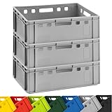 BURI 3x Fleischkiste E2 Fleischerkiste Grau 60x40x20cm Metzgerkiste Lagerkisten...