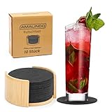 AMALINDO Filz Untersetzer für Gläser Grau Ø11cm 10 Glasuntersetzer Grau Rund...