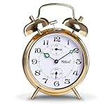 Mechanischer Aufzugswecker mit klassisches Glocken-Läutwerk, Leuchtzeigern –...