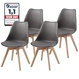 ALBATROS Esszimmerstühle 4er Set AARHUS, Grau - Beine aus Buche Massiv-Holz,...