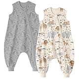 Unnivoll Baby Schlafsack mit Füßen 0,5 Tog Schlafsack Baby Sommer 2er Pack...