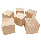 Holzwürfel, 7 cm, 6 Stück, unlackierte quadratische Holzblöcke, natürliche...