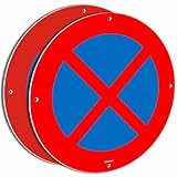 Ashoaza 2 x Parkverbotsschild aus Aluminium, Metall, rund, Verkehrszeichen für...