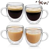 4 Stück Doppelwandige Latte Macchiato Gläser, 250ml Borosilikatglas...
