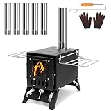 GFTIME Zeltofen 53x30cm Tragbarer campingofen mit 5-Schornstein und klappbare...