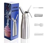 MOVASEE Professioneller Sahnespender aus gebürstetem Aluminium – 500 ml, mit...