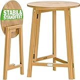 Casaria® Stehtisch Holz Klappbar 110cm Hoch Ø80 cm Rund Akazie Rustikal Indoor...