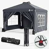 VOUNOT Pavillon 3x3m Wasserdicht Stabil Winterfest, Pop Up Faltpavillon mit 4...