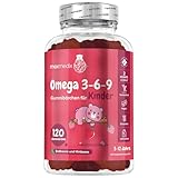 Omega 3 6 9 Gummibärchen für Kinder - 120 Vegane Gummies - 400mg - Erdbeeren &...
